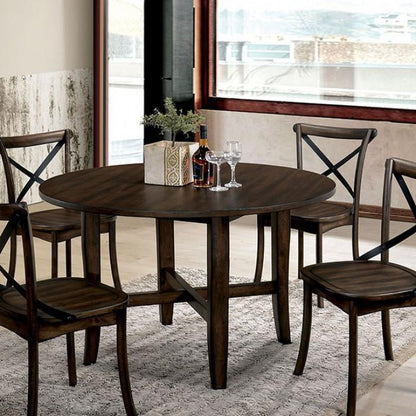  Furniture of America Round Saige Dining Table with Trestle Base CM3138RT IMAGE 1