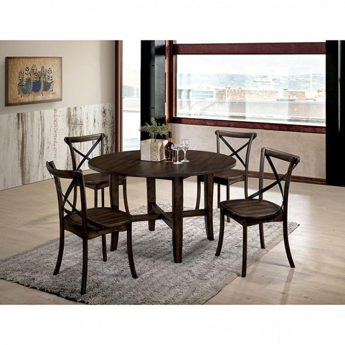  Furniture of America Round Saige Dining Table with Trestle Base CM3138RT IMAGE 2