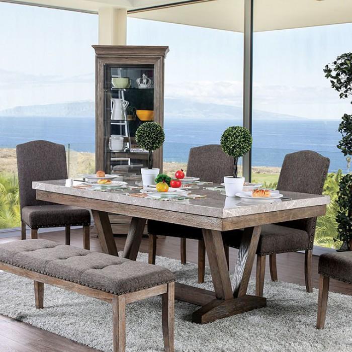  Furniture of America Bridgen Dining Table with Trestle Base CM3429T IMAGE 1