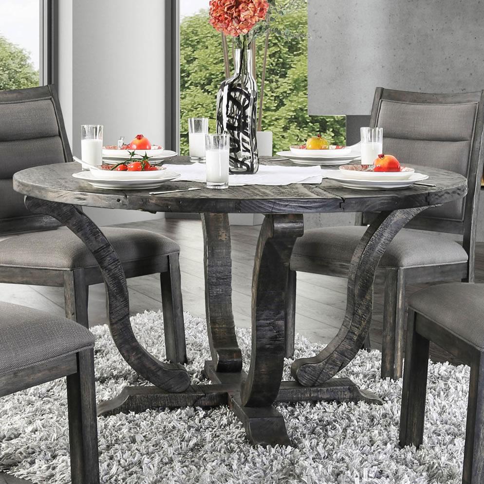  Furniture of America Round Isabelle Dining Table CM3395GY-RT IMAGE 1