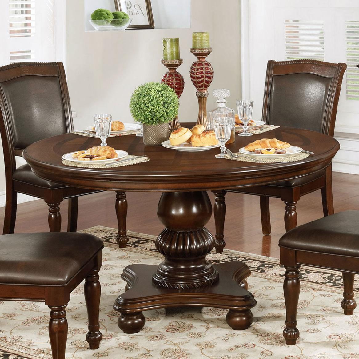  Furniture of America Round Alpena Dining Table with Pedestal Base CM3350RT-TABLE IMAGE 1
