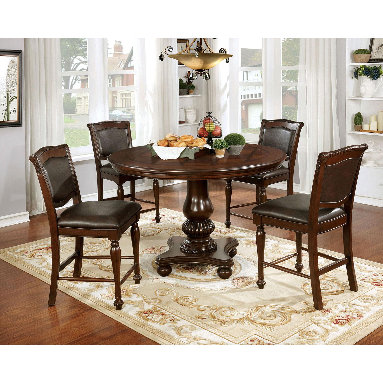 Furniture of America Round Alpena Counter Height Dining Table with Pedestal Base CM3350RPT-TABLE IMAGE 2