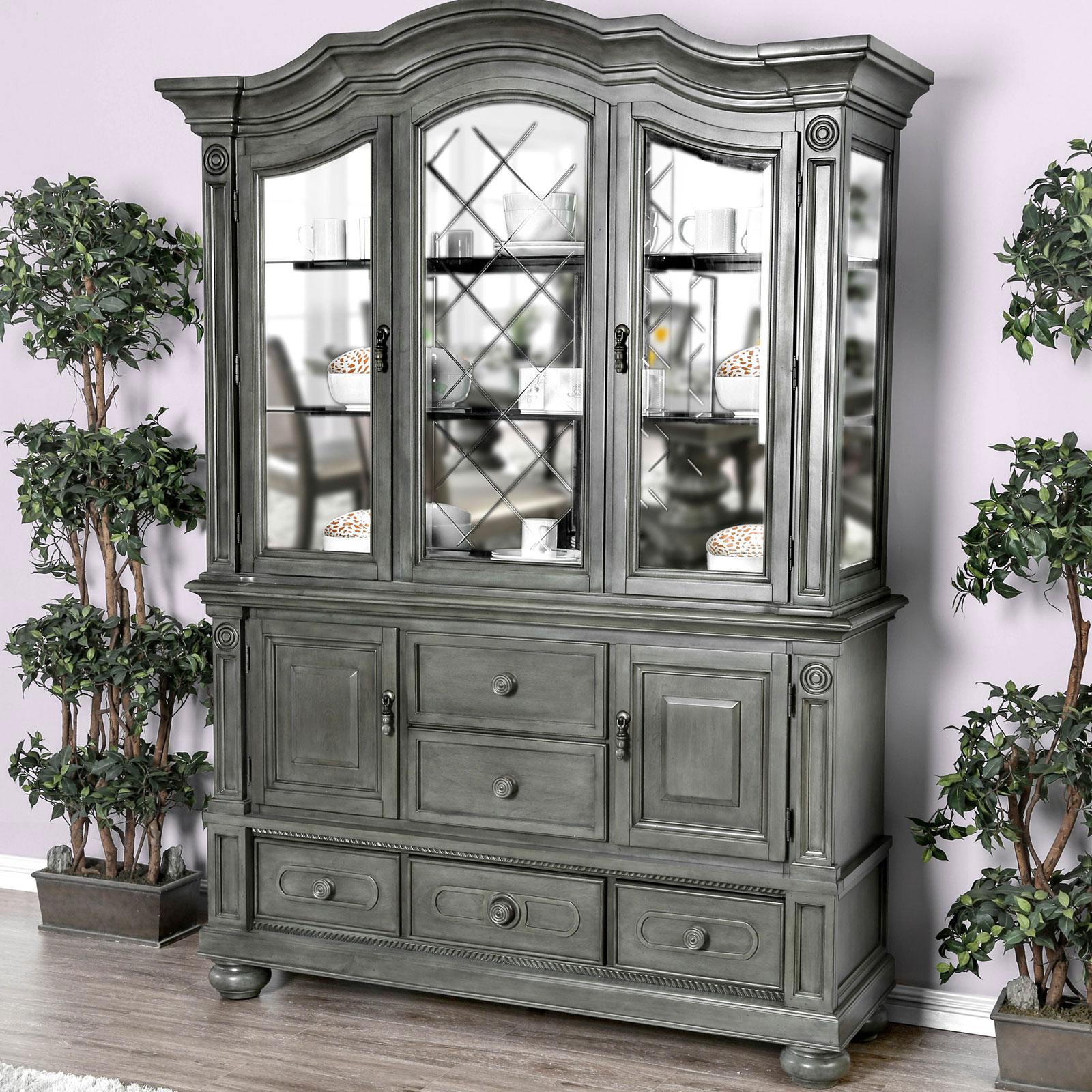  Furniture of America Alpena 2 pc China Cabinet CM3350GY-HB-SET IMAGE 1
