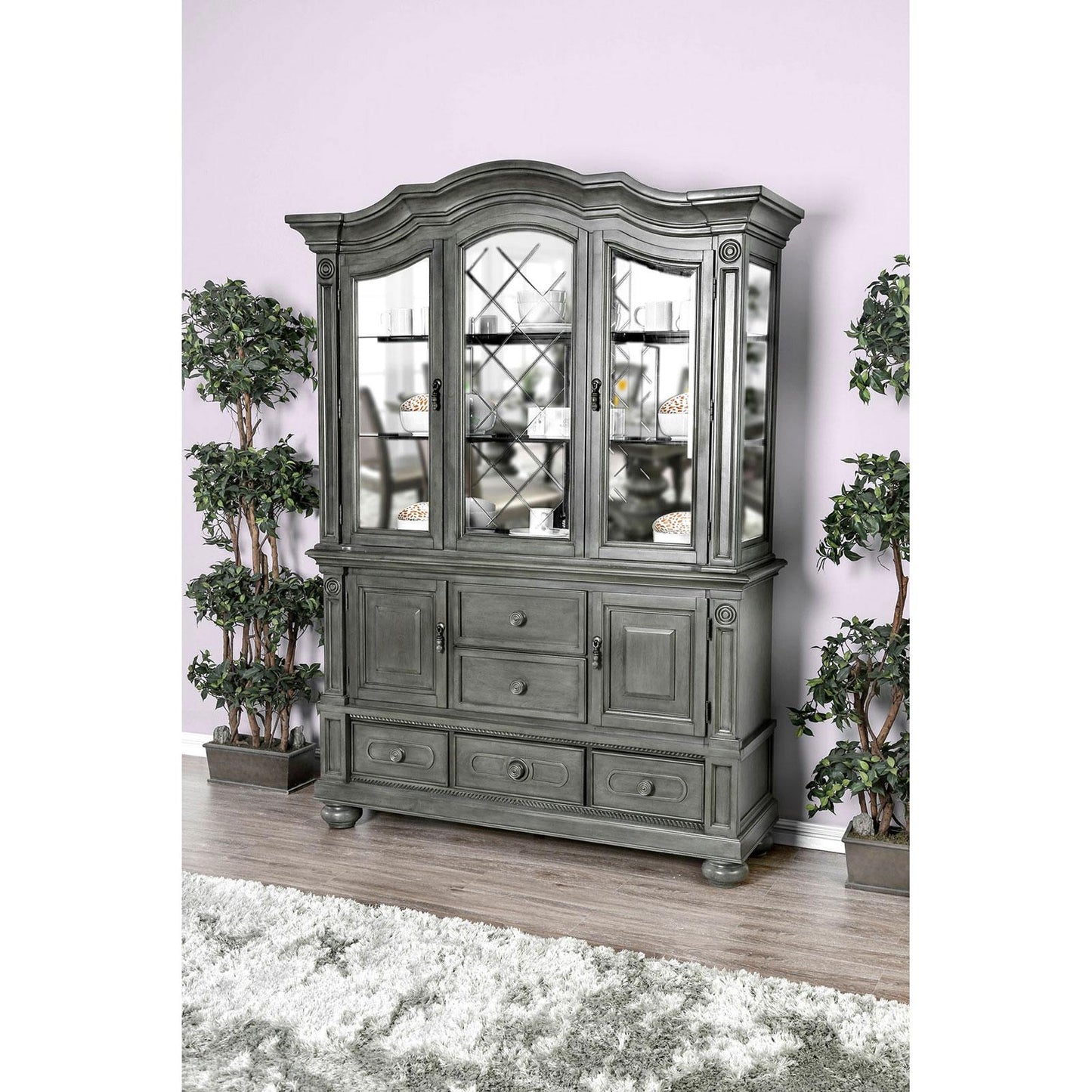  Furniture of America Alpena 2 pc China Cabinet CM3350GY-HB-SET IMAGE 2
