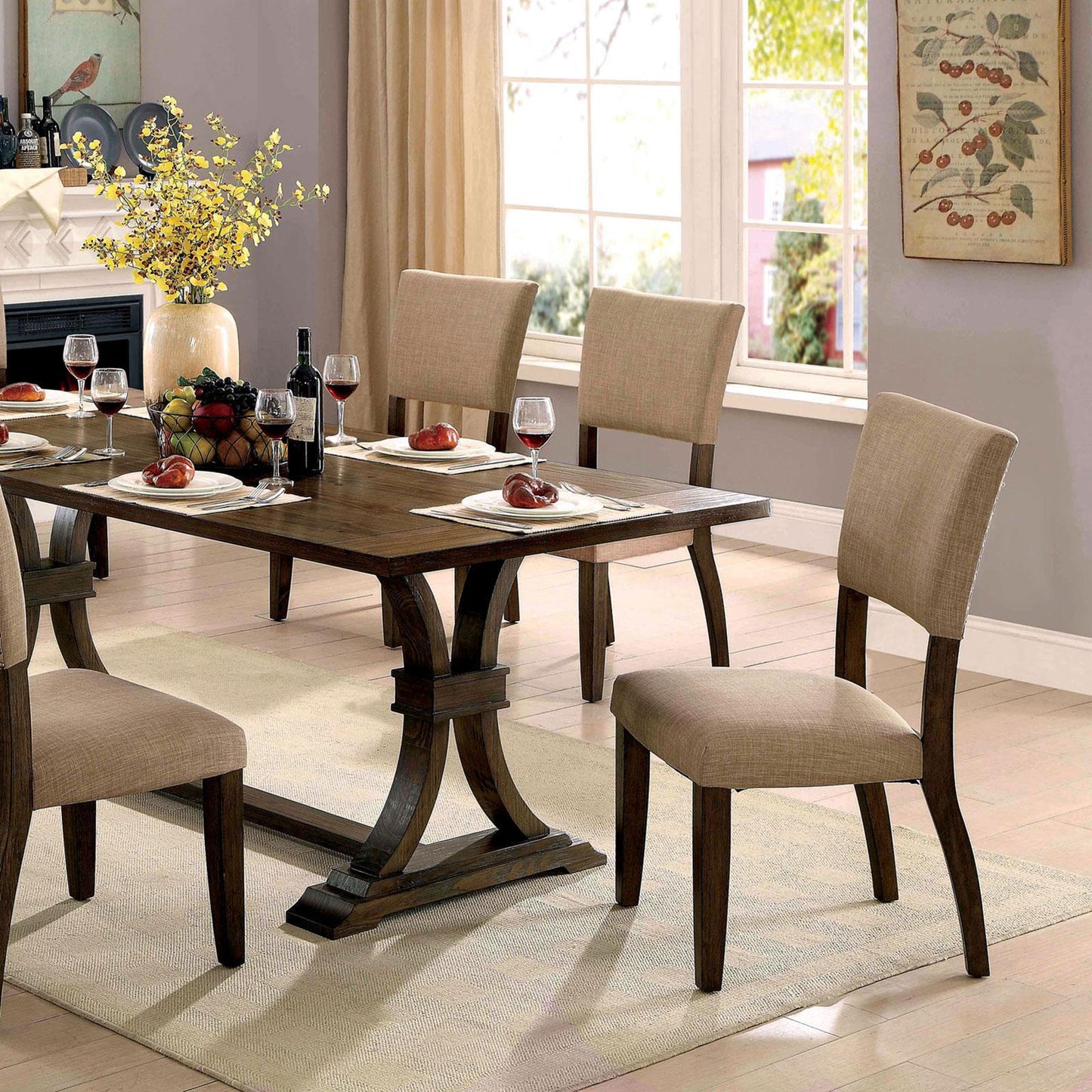  Furniture of America Gomeisa Dining Table with Trestle Base CM3826T-TABLE IMAGE 2