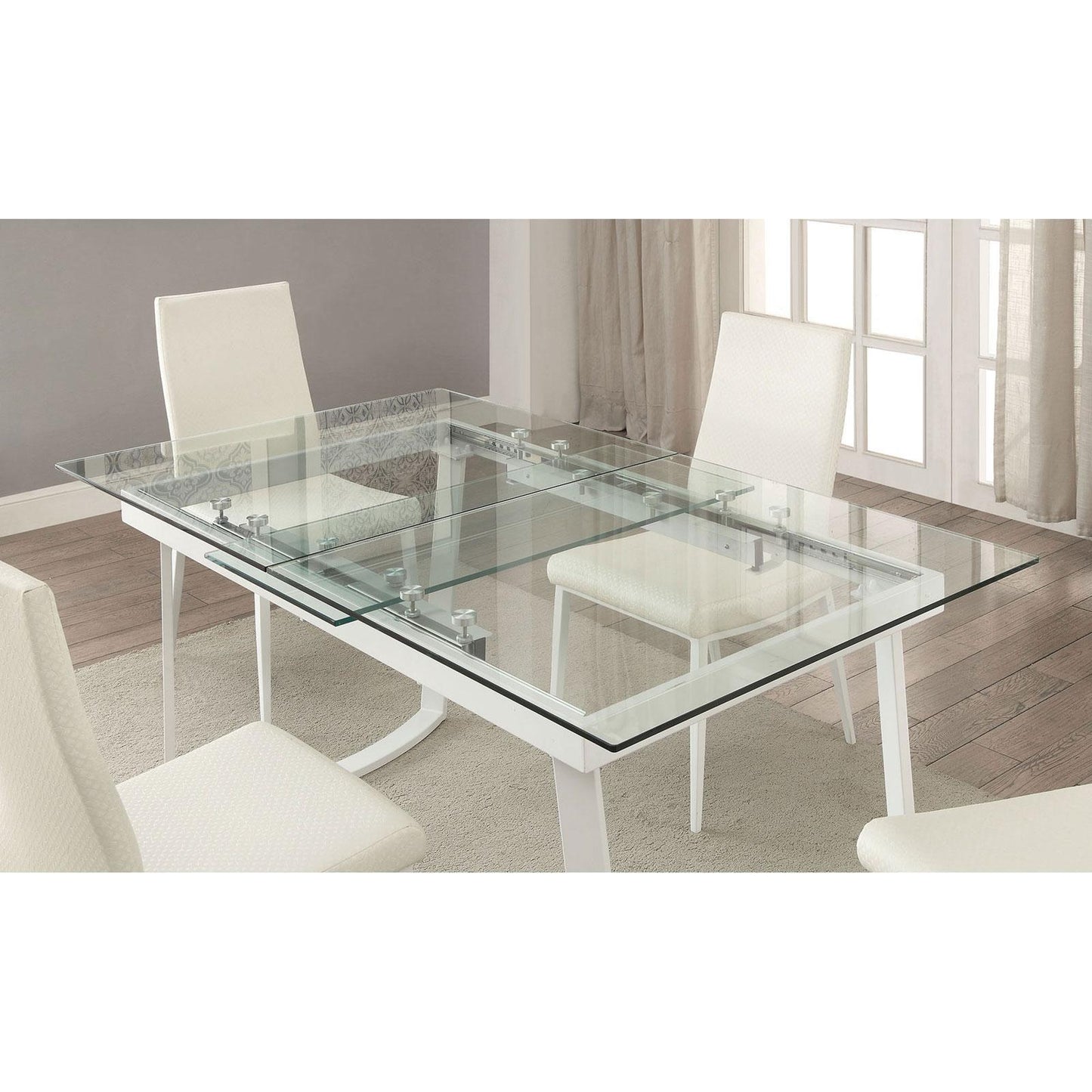  Furniture of America Miriam Dining Table with Pedestal Base CM3383WH-T-TABLE IMAGE 2