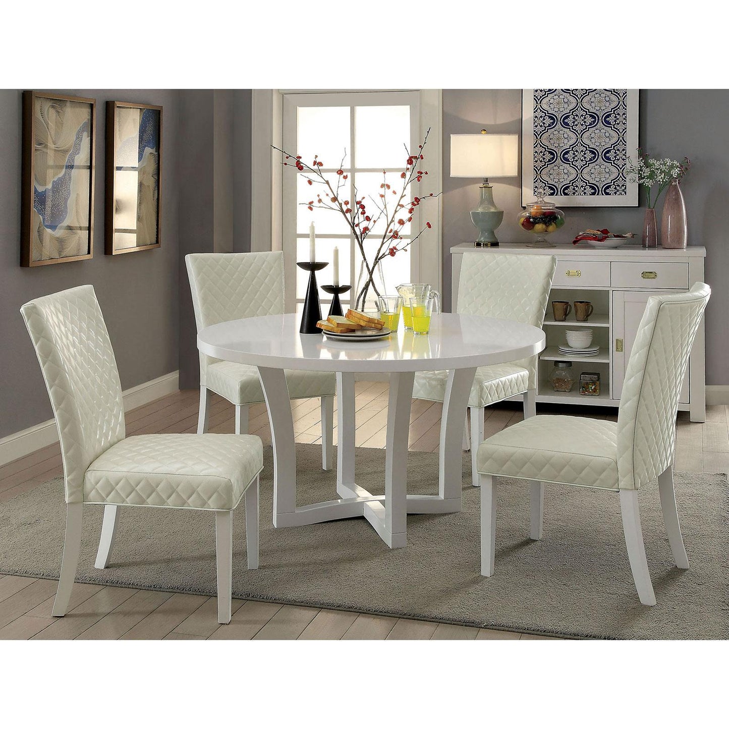  Furniture of America Round Reidar Dining Table with Trestle Base CM3651RT IMAGE 4