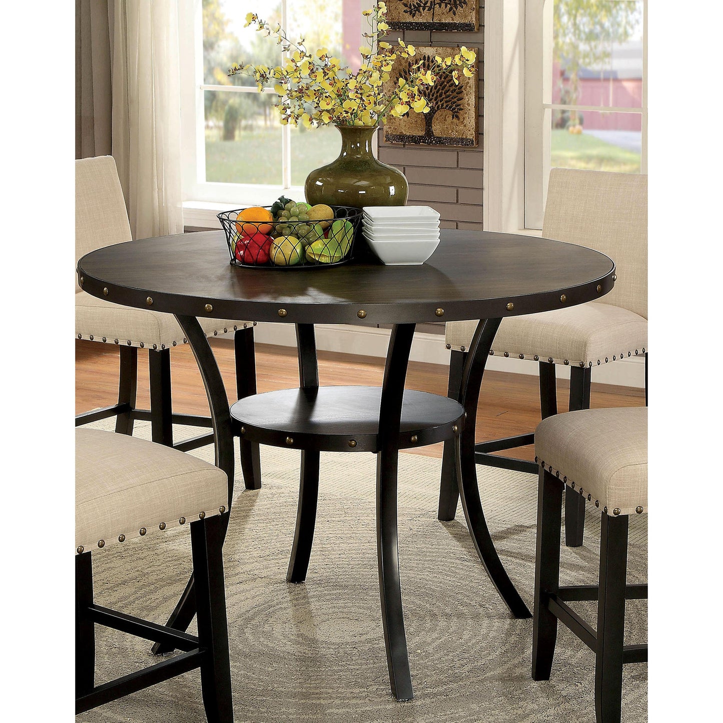 Furniture of America Round Kaitlin Counter Height Dining Table CM3323RPT IMAGE 2