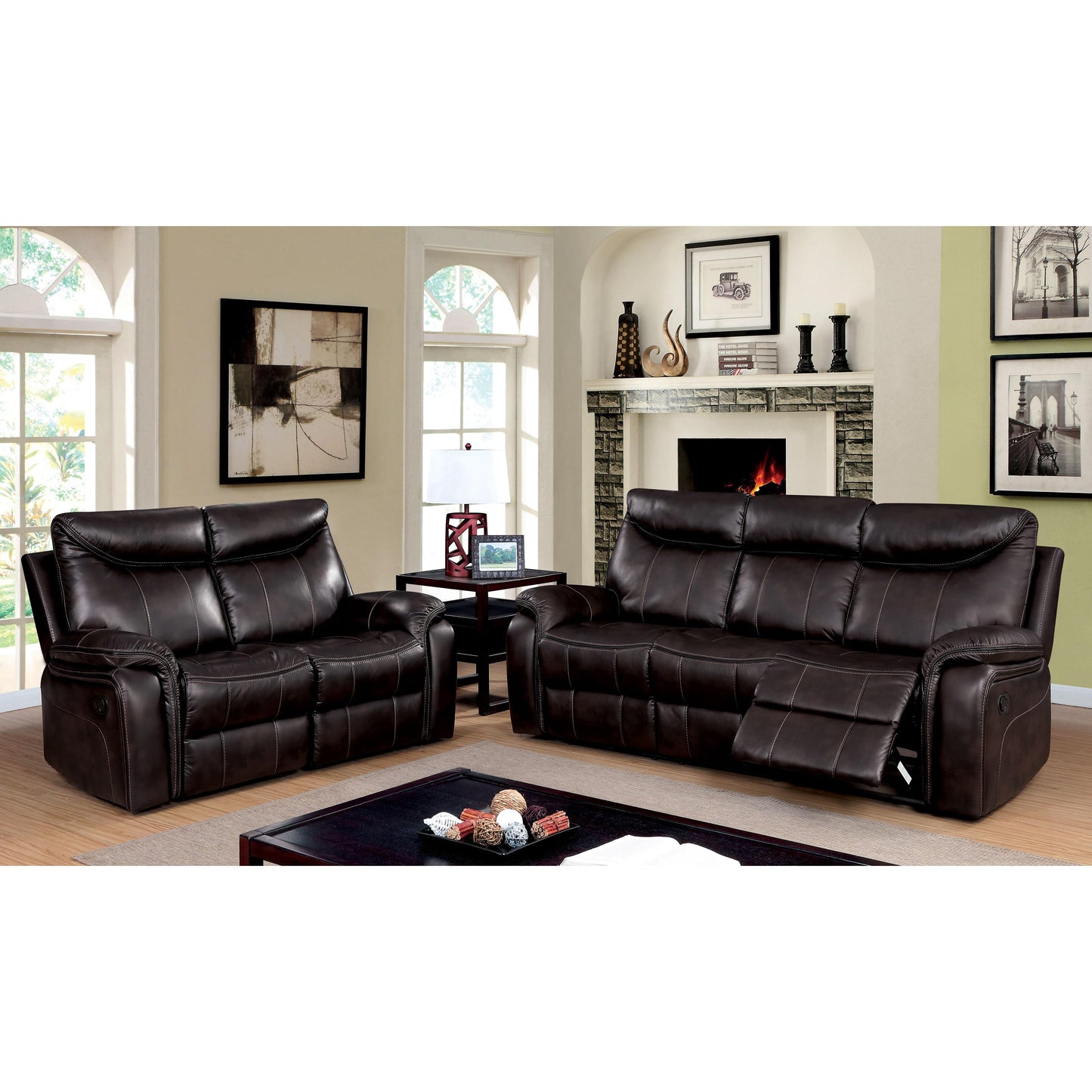  Furniture of America Karlee Reclining Leatherette Sofa CM6988-SF IMAGE 3