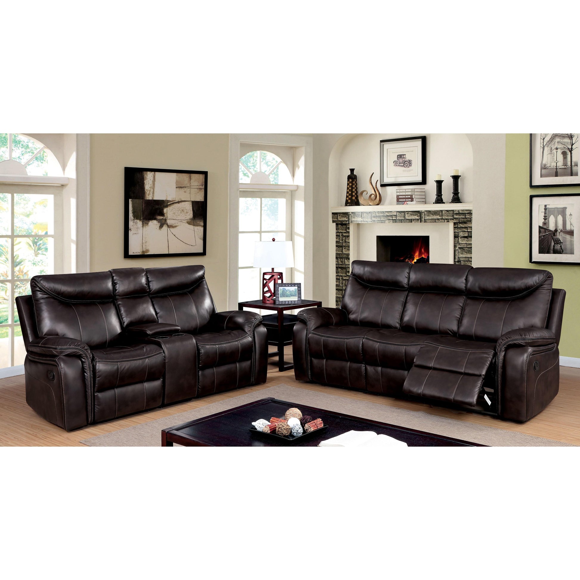  Furniture of America Karlee Reclining Leatherette Sofa CM6988-SF IMAGE 4