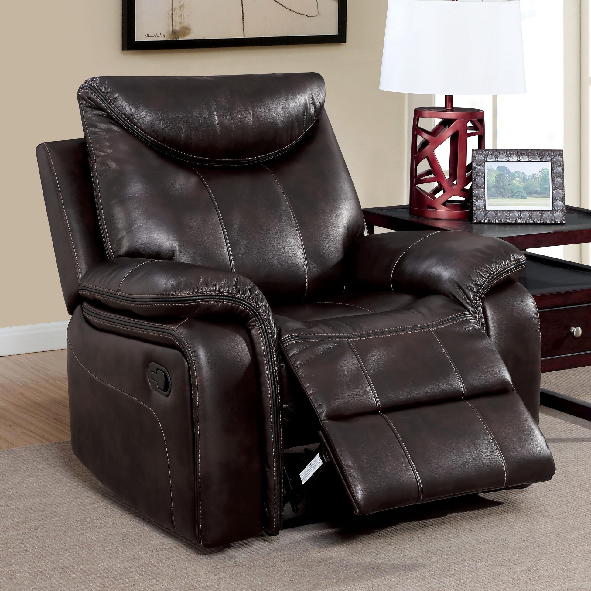  Furniture of America Karlee Leatherette Recliner CM6988-CH IMAGE 2