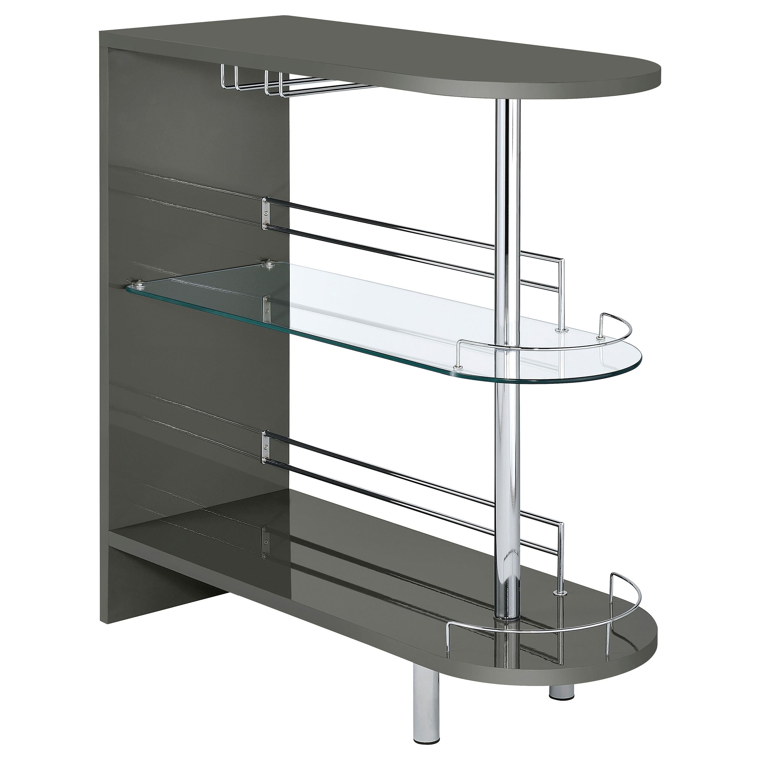 Coaster Furniture Adolfo 101073 Rectangular 2-tier Home Bar Table - Grey High Gloss IMAGE 1