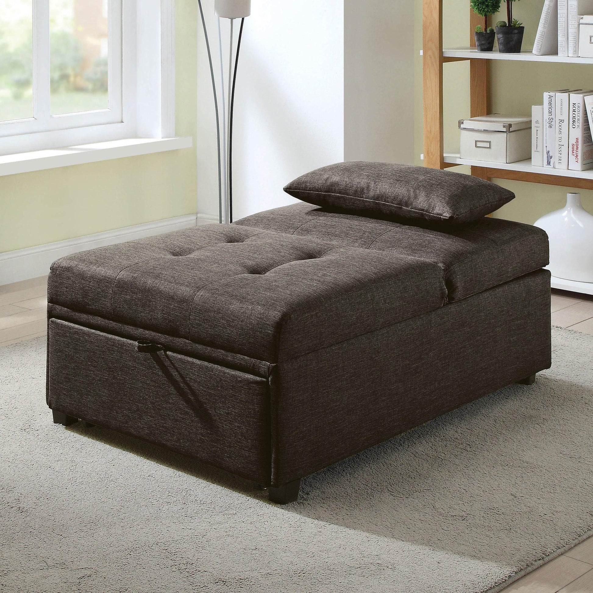  Furniture of America Oona Fabric Twin Ottoman CM2543DG IMAGE 1