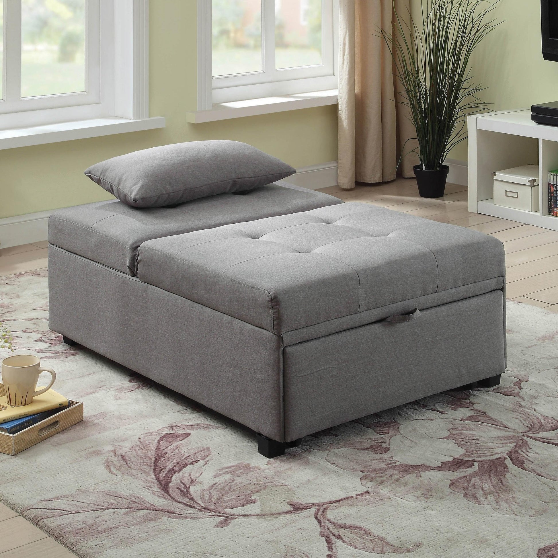  Furniture of America Oona Fabric Twin Ottoman CM2543GY IMAGE 1