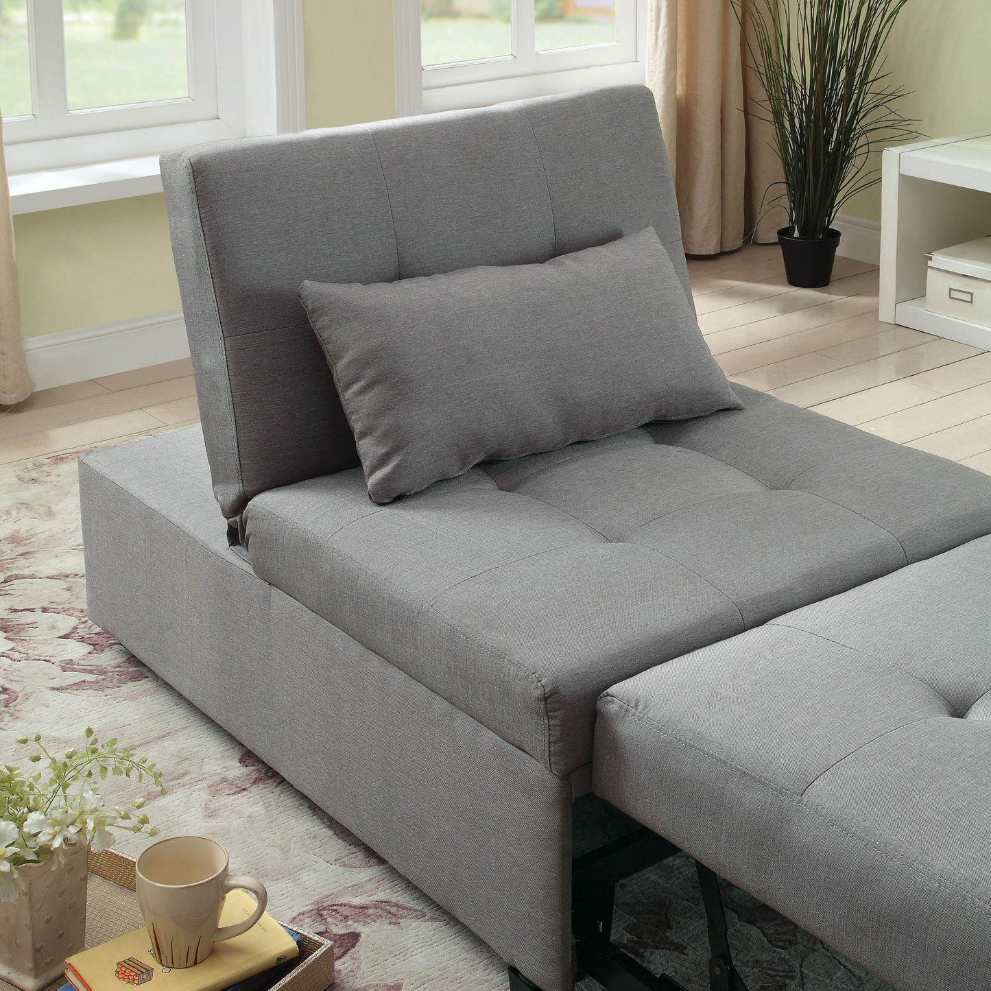  Furniture of America Oona Fabric Twin Ottoman CM2543GY IMAGE 4
