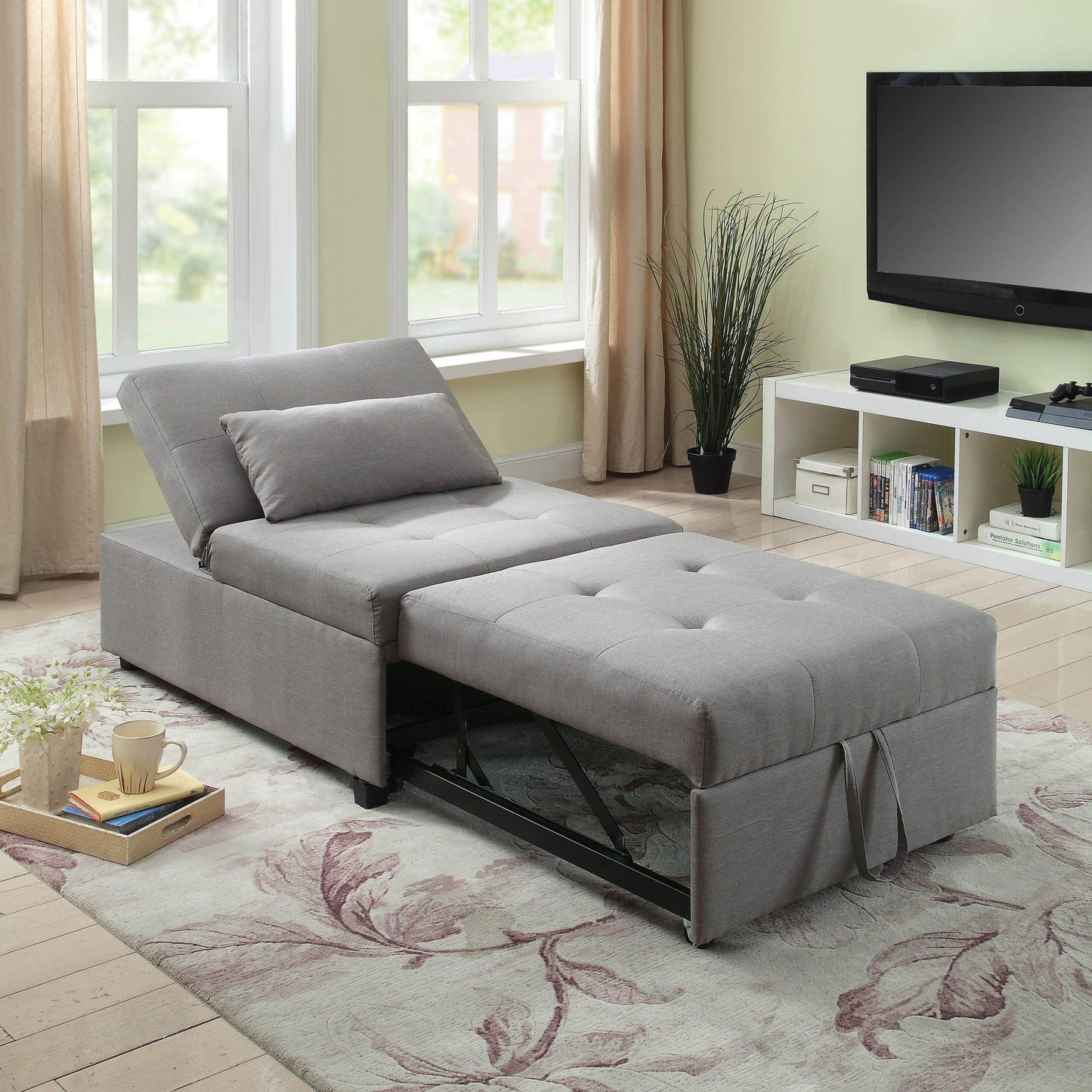  Furniture of America Oona Fabric Twin Ottoman CM2543GY IMAGE 5
