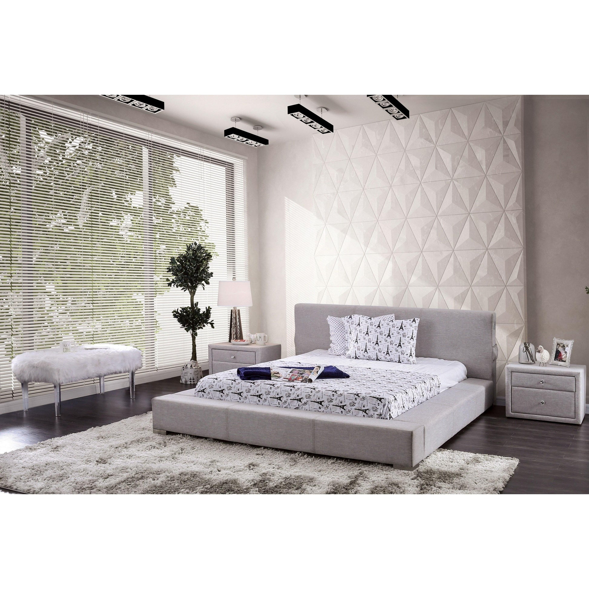  Furniture of America Canaves Queen Upholstered Platform Bed CM7142LG-Q-BED IMAGE 4