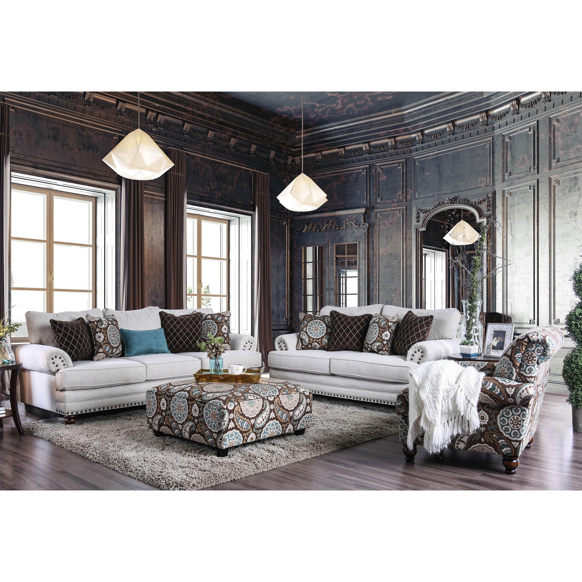  Furniture of America Amani Fabric Ottoman SM8120-OT IMAGE 3