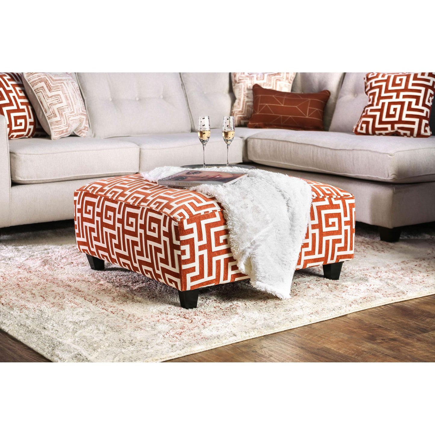  Furniture of America Esmay Fabric Ottoman SM8115-OT IMAGE 2