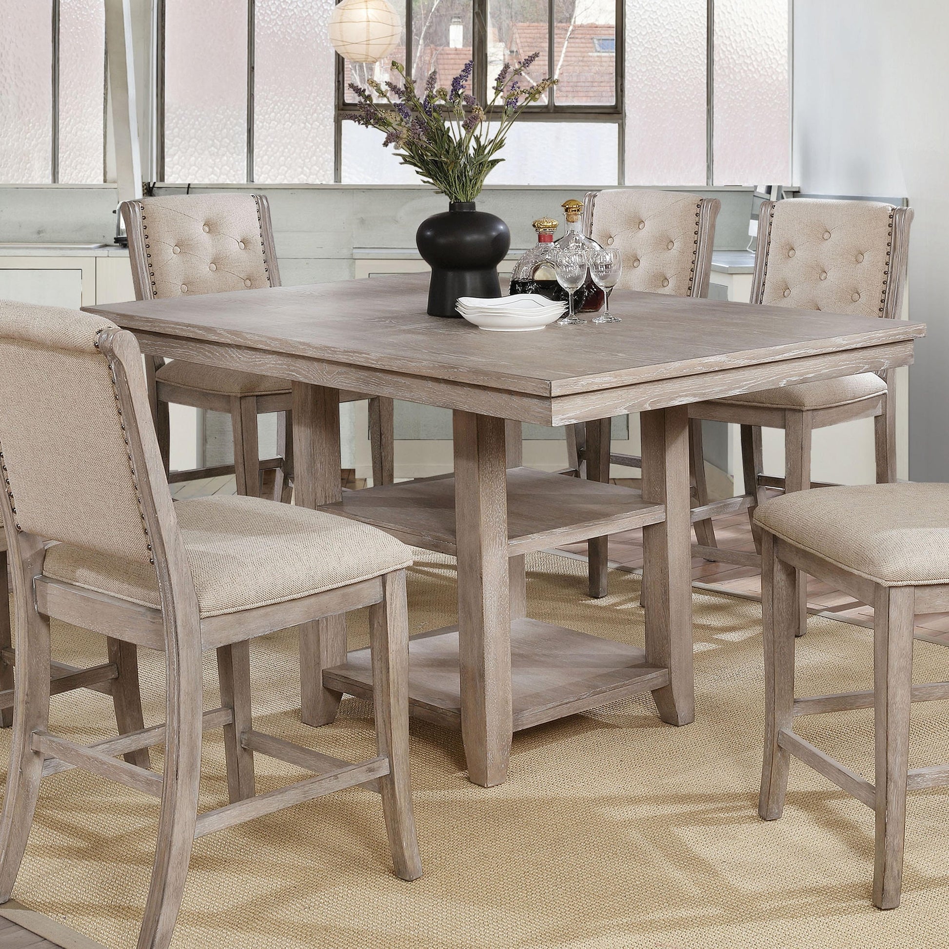  Furniture of America Ledyard Counter Height Dining Table with Pedestal Base CM3576PT IMAGE 1