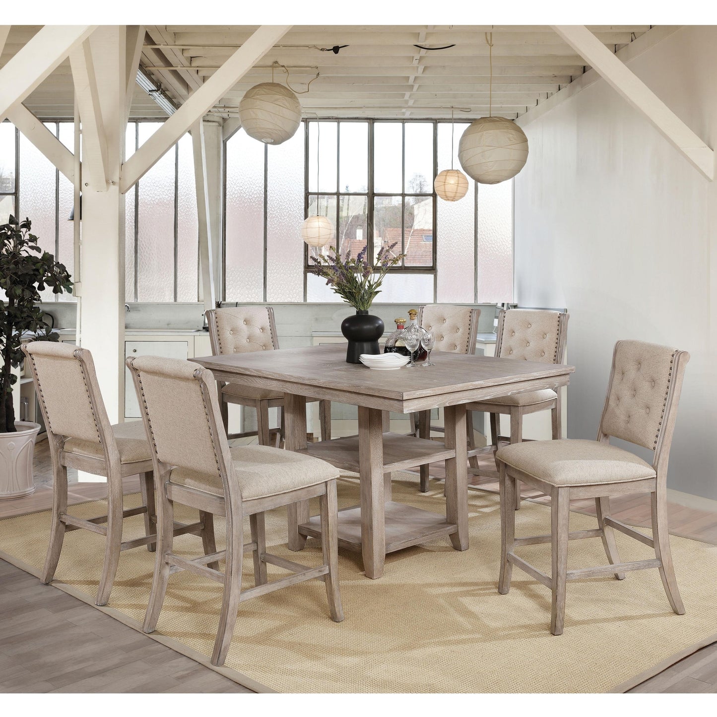  Furniture of America Ledyard Counter Height Dining Table with Pedestal Base CM3576PT IMAGE 2