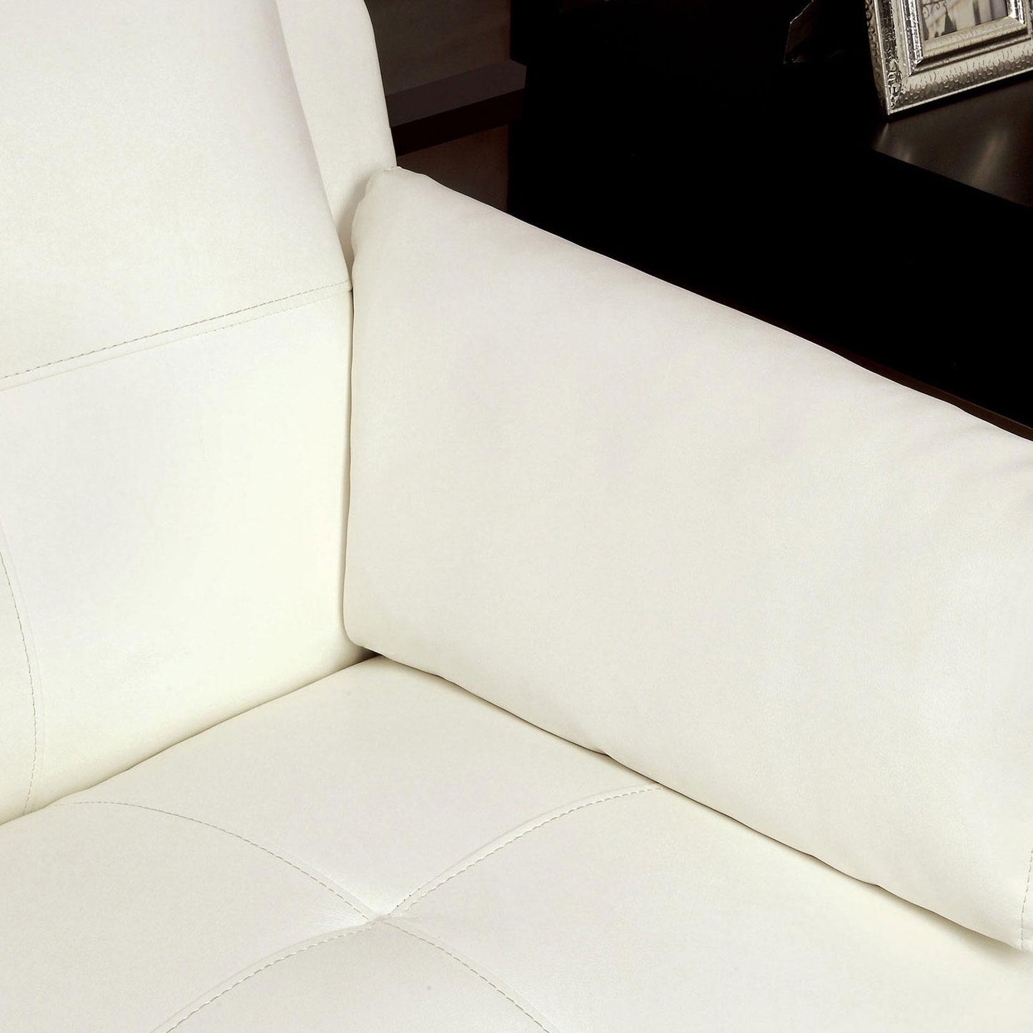  Furniture of America Pierre Stationary Leatherette Sofa CM6717WH-SF-PK IMAGE 2