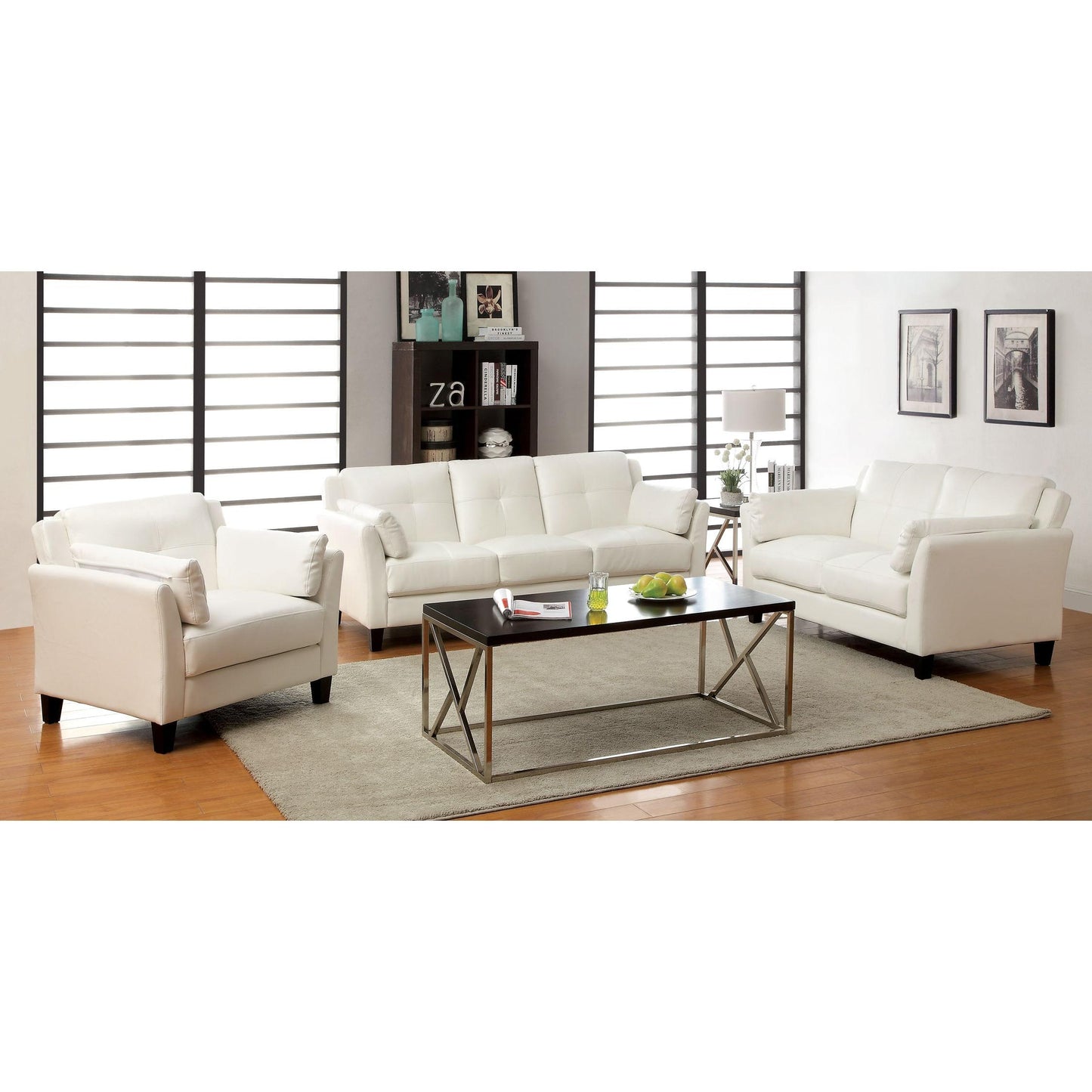  Furniture of America Pierre Stationary Leatherette Sofa CM6717WH-SF-PK IMAGE 3