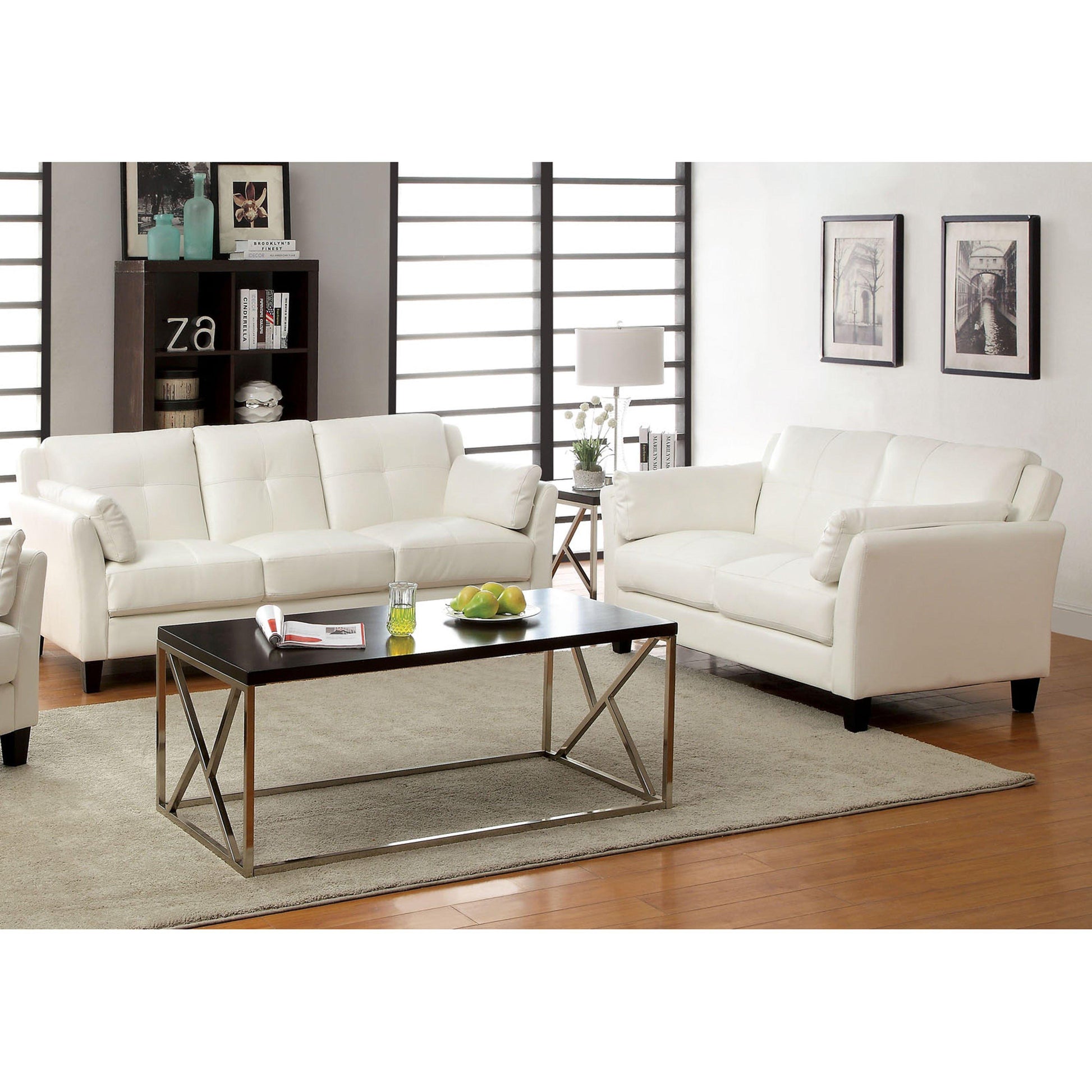  Furniture of America Pierre Stationary Leatherette Loveseat CM6717WH-LV-PK IMAGE 3