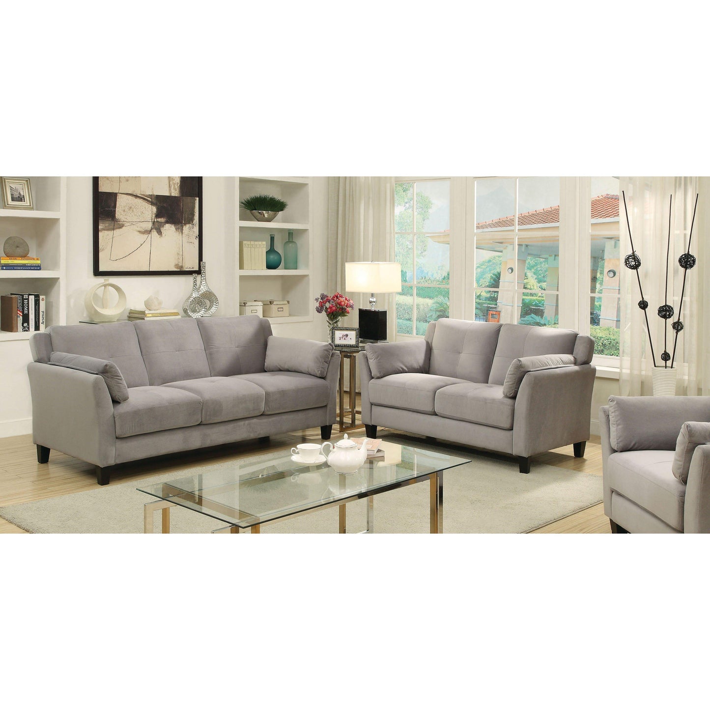  Furniture of America Ysabel Stationary Fabric Sofa CM6716GY-SF-PK IMAGE 3