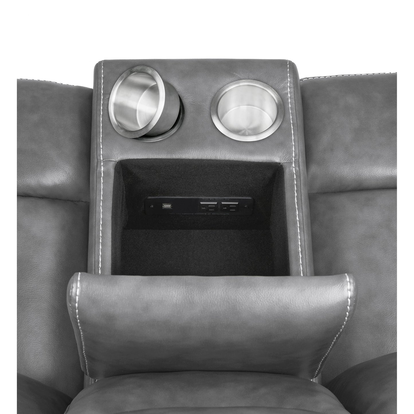  Coaster Furniture Conrad 650355 Upholstered Padded Arm Glider Loveseat - Grey IMAGE 11