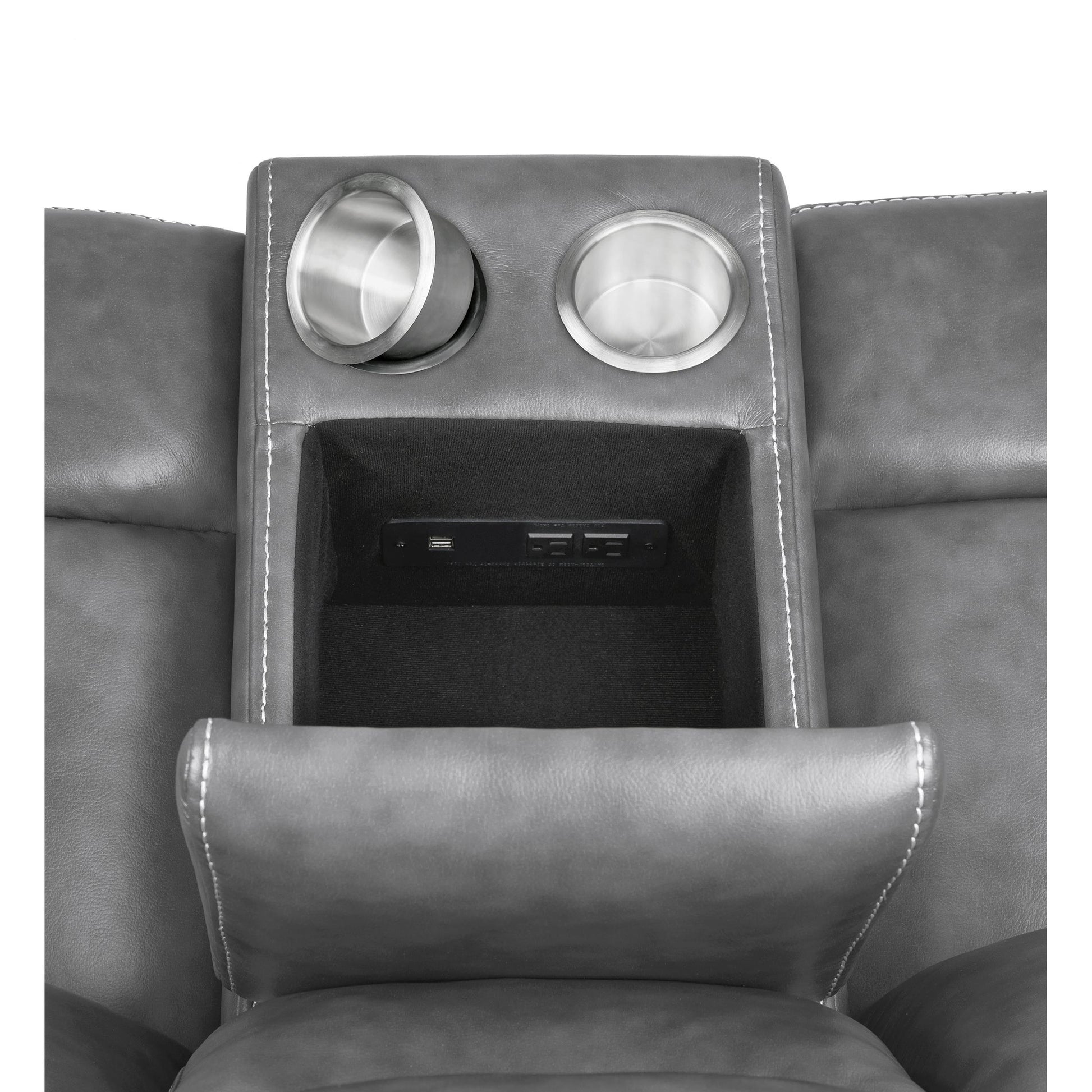  Coaster Furniture Conrad 650355 Upholstered Padded Arm Glider Loveseat - Grey IMAGE 11