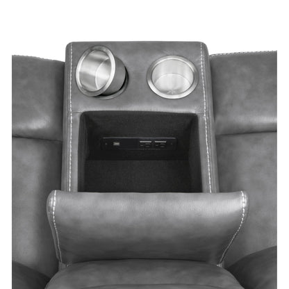  Coaster Furniture Conrad 650355 Upholstered Padded Arm Glider Loveseat - Grey IMAGE 11