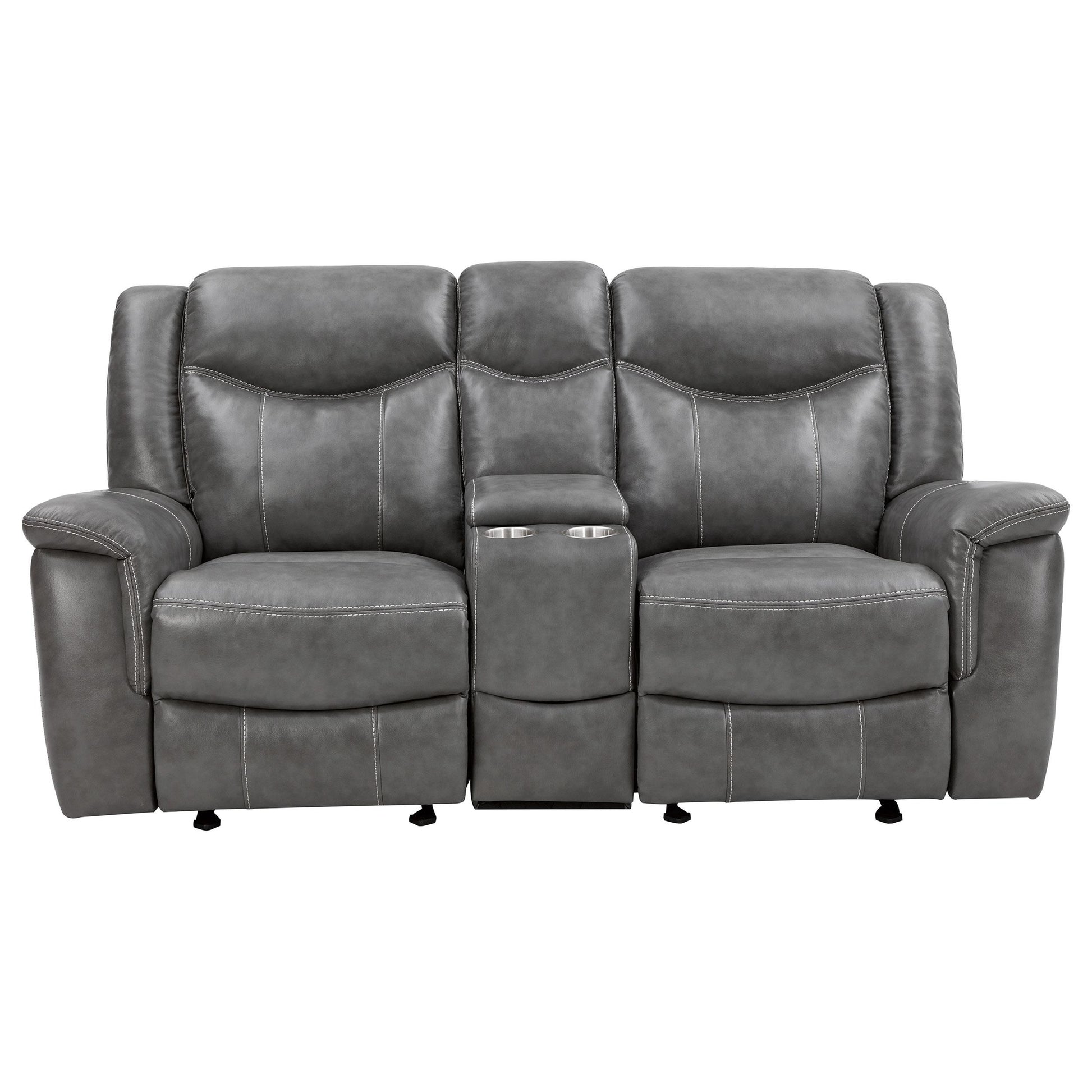  Coaster Furniture Conrad 650355 Upholstered Padded Arm Glider Loveseat - Grey IMAGE 5