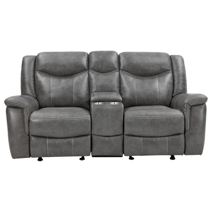  Coaster Furniture Conrad 650355 Upholstered Padded Arm Glider Loveseat - Grey IMAGE 5