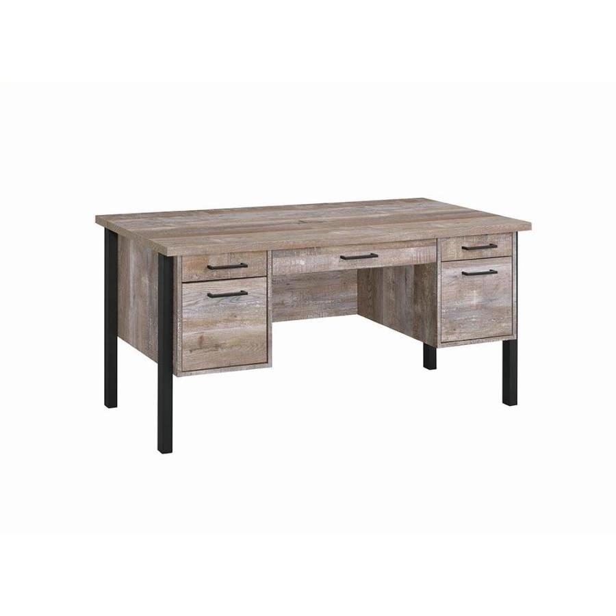  Coaster Furniture Samson 801950 60-inch 4-Drawer Office Computer Desk - Weathered Oak IMAGE 1