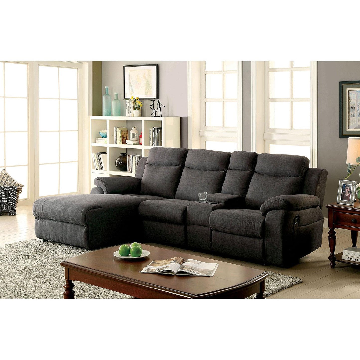  Furniture of America Kamryn Reclining fabric 2 pc Sectional CM6771GY-SECTIONAL IMAGE 1