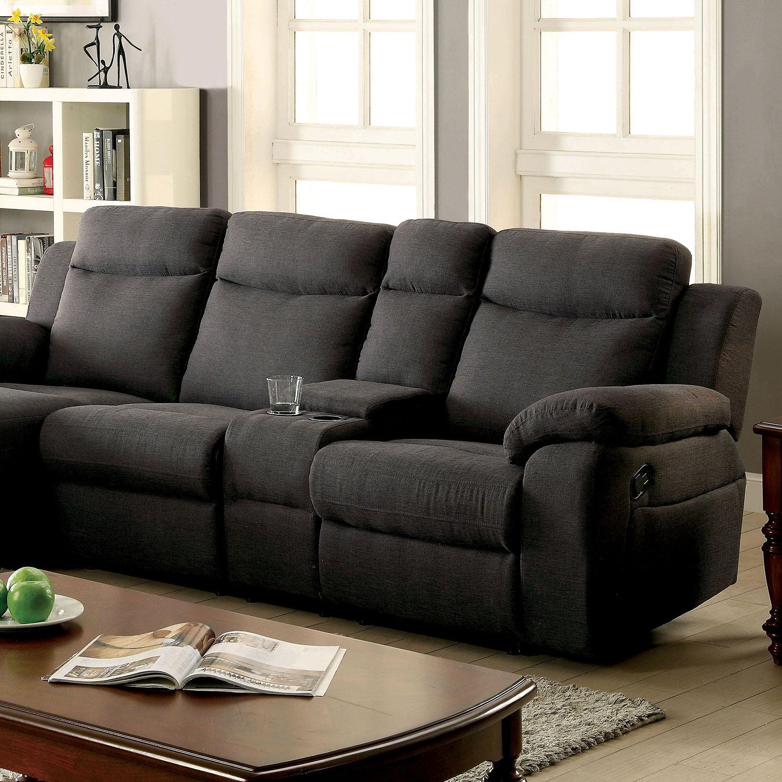  Furniture of America Kamryn Reclining fabric 2 pc Sectional CM6771GY-SECTIONAL IMAGE 2