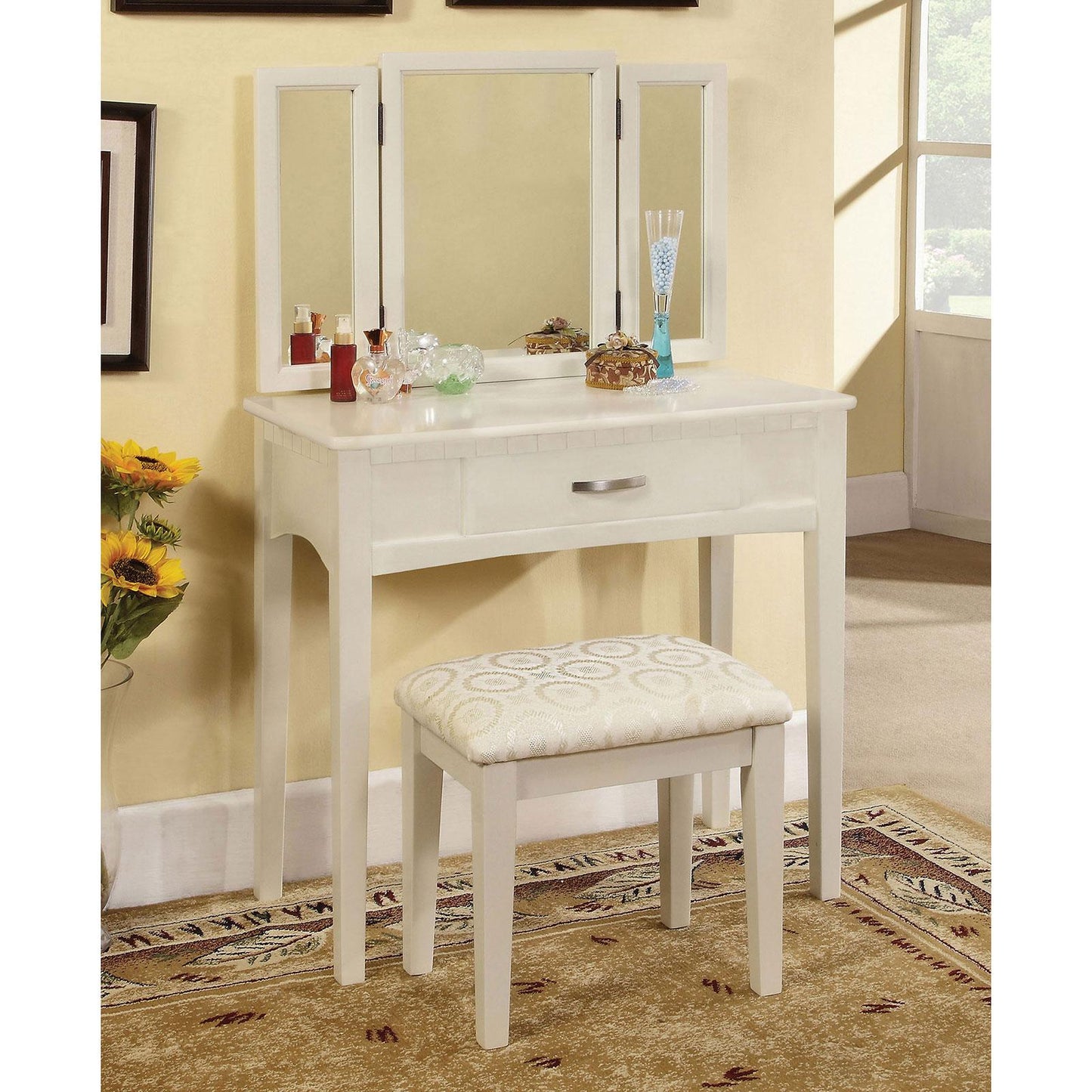  Furniture of America Potterville Vanity Set CM-DK6490WH IMAGE 1