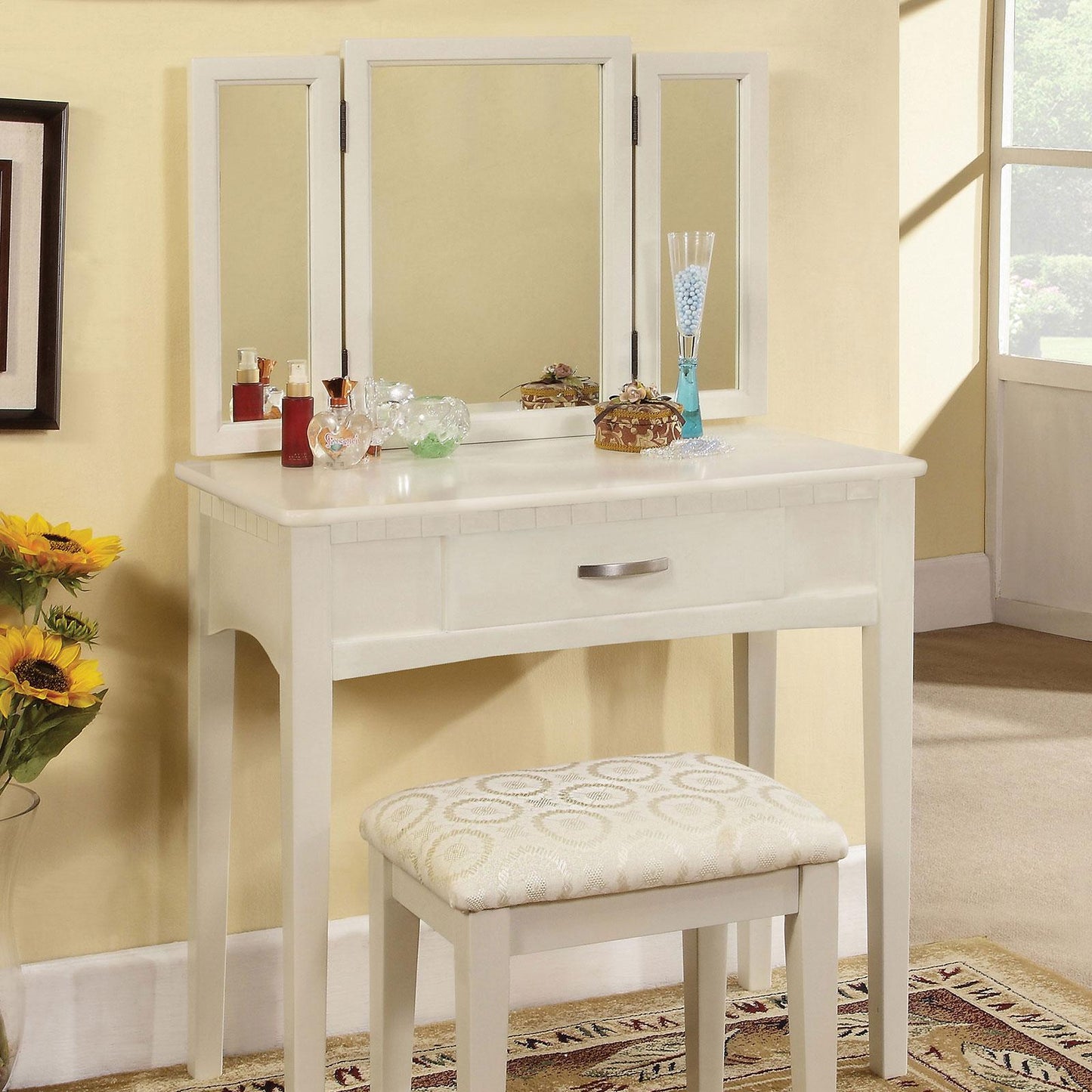 Furniture of America Potterville Vanity Set CM-DK6490WH IMAGE 2
