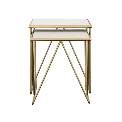 Coaster Furniture Bette 930075 2-piece Marble Top Nesting Table Set - White and Gold IMAGE 2