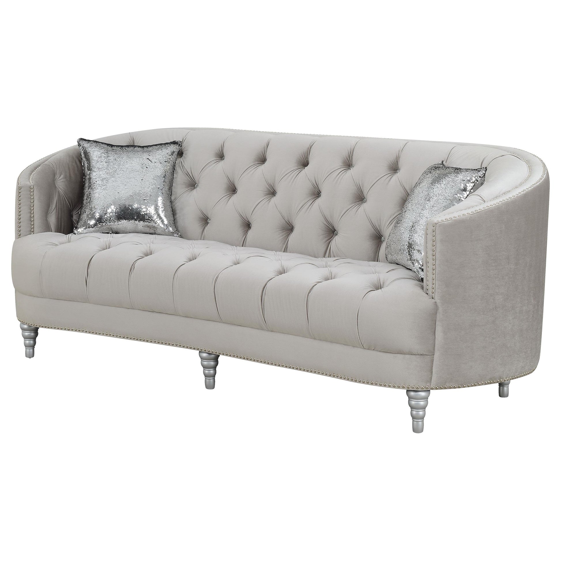 Coaster Furniture Avonlea 508461 Upholstered Sloped Arm Sofa - Grey Velvet IMAGE 3