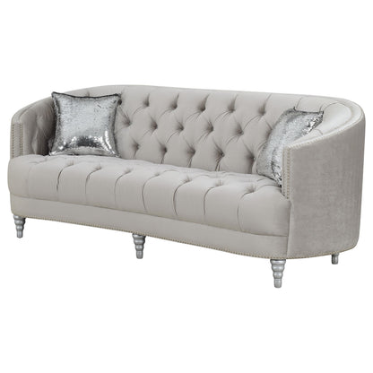 Coaster Furniture Avonlea 508461 Upholstered Sloped Arm Sofa - Grey Velvet IMAGE 3