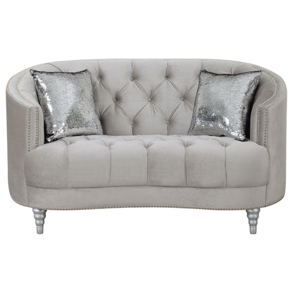 Coaster Furniture Avonlea 508462 Upholstered Sloped Arm Loveseat - Grey Velvet IMAGE 2