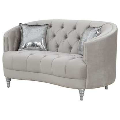 Coaster Furniture Avonlea 508462 Upholstered Sloped Arm Loveseat - Grey Velvet IMAGE 3