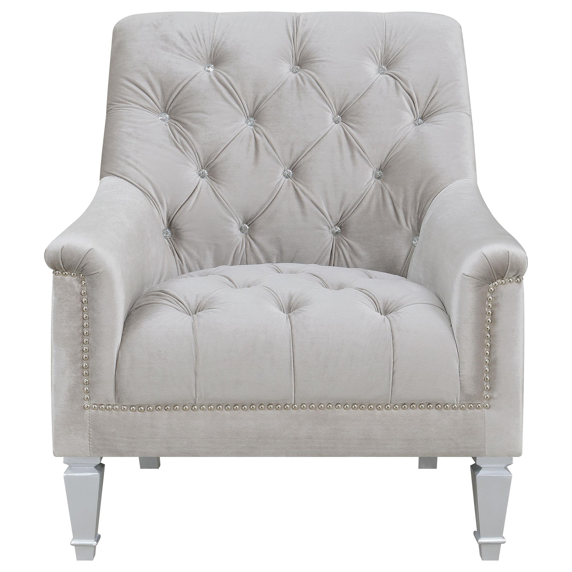  Coaster Furniture Avonlea 508463 Velvet Upholstered Sloped Arm Chair - Grey Velvet IMAGE 2