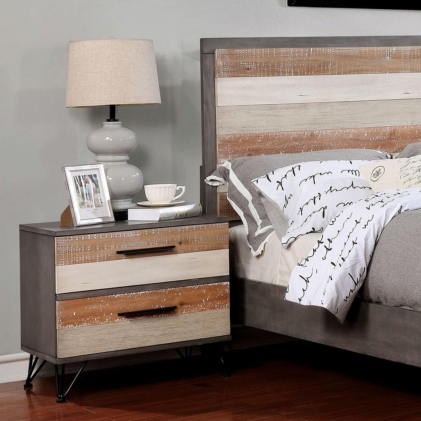  Furniture of America Haddel 2-Drawer Nightstand CM7592GY-N IMAGE 2