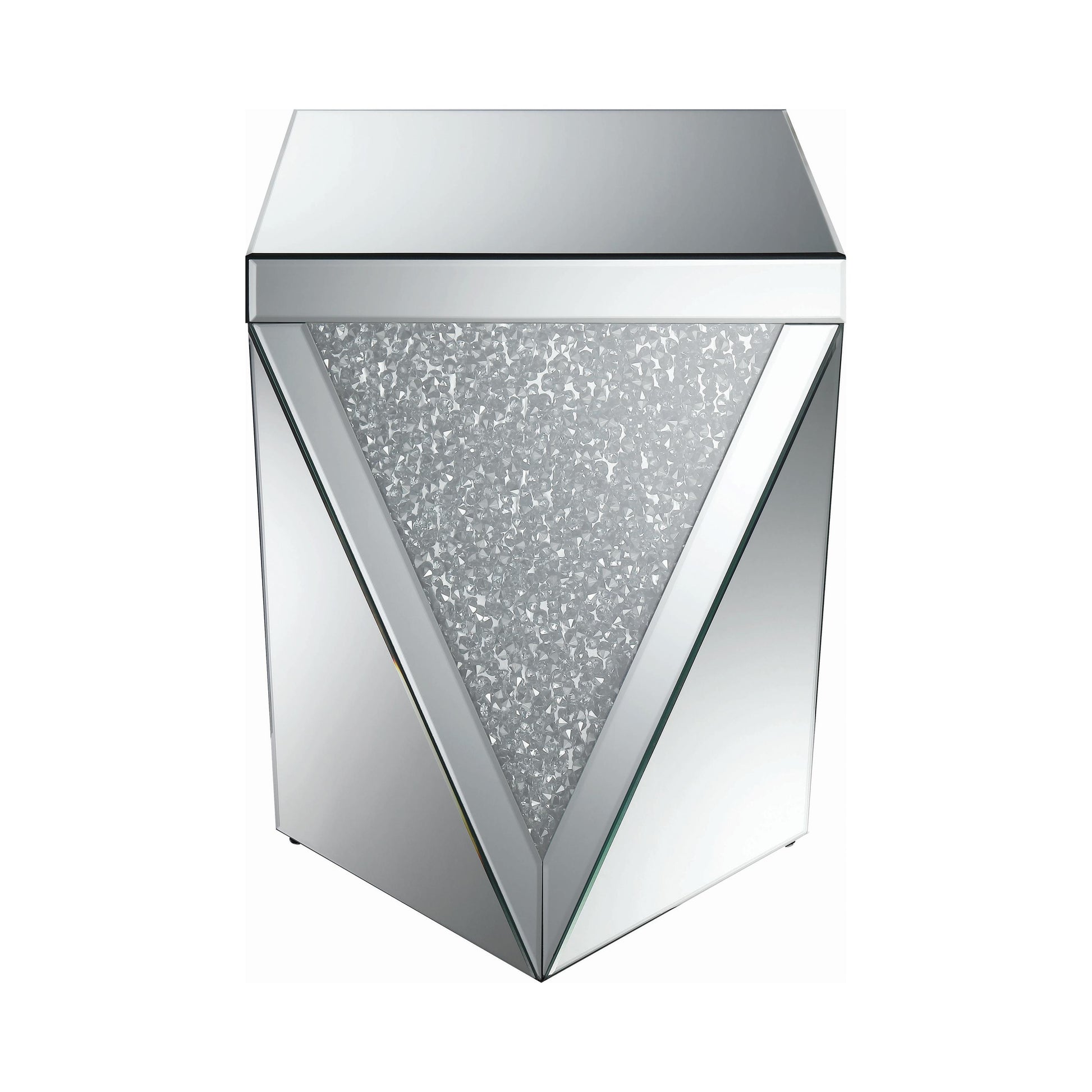 Coaster Furniture Amore 722507 Square Mirrored Acrylic Crystal Side End Table - Silver IMAGE 2
