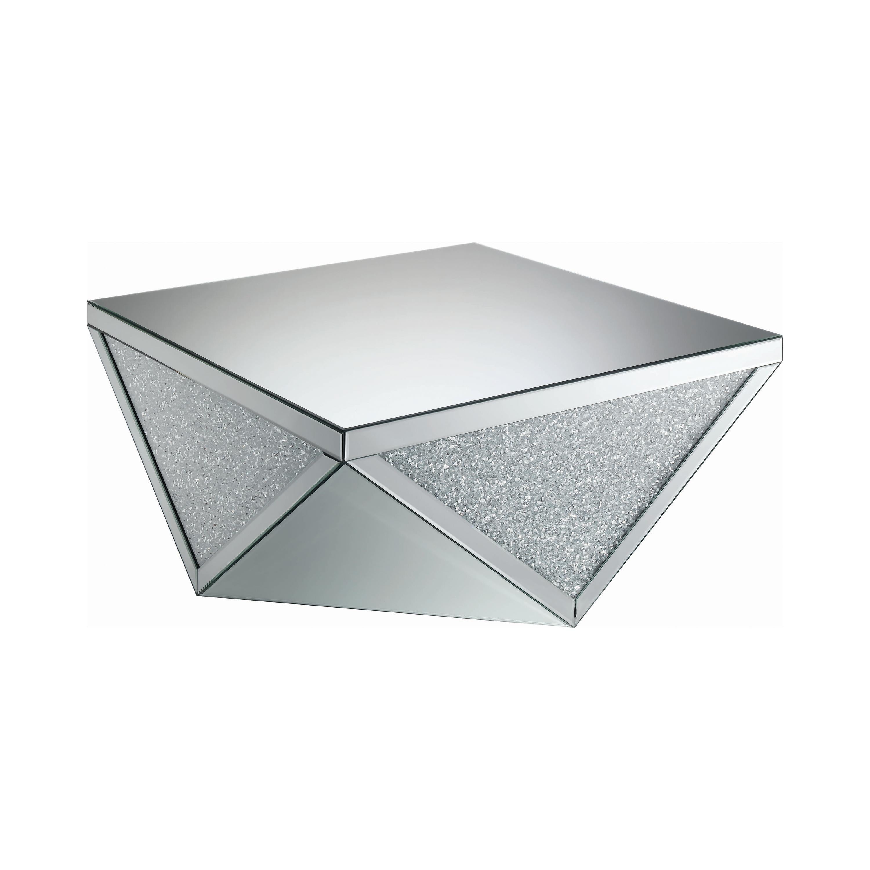 Coaster Furniture Amore 722508 Square Mirrored Acrylic Crystal Coffee Table - Silver IMAGE 1