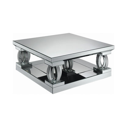 Coaster Furniture Amalia 722518 Square Mirrored Acrylic Crystal Coffee Table - Silver IMAGE 1
