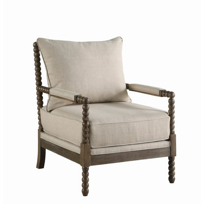  Coaster Furniture Blanchett 905362 Upholstered Bobbin Accent Chair - Beige and Natural IMAGE 1